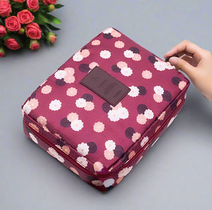 Glamza Polka Makeup Storage & Travel Bag – Waterproof & Stylish Organiser